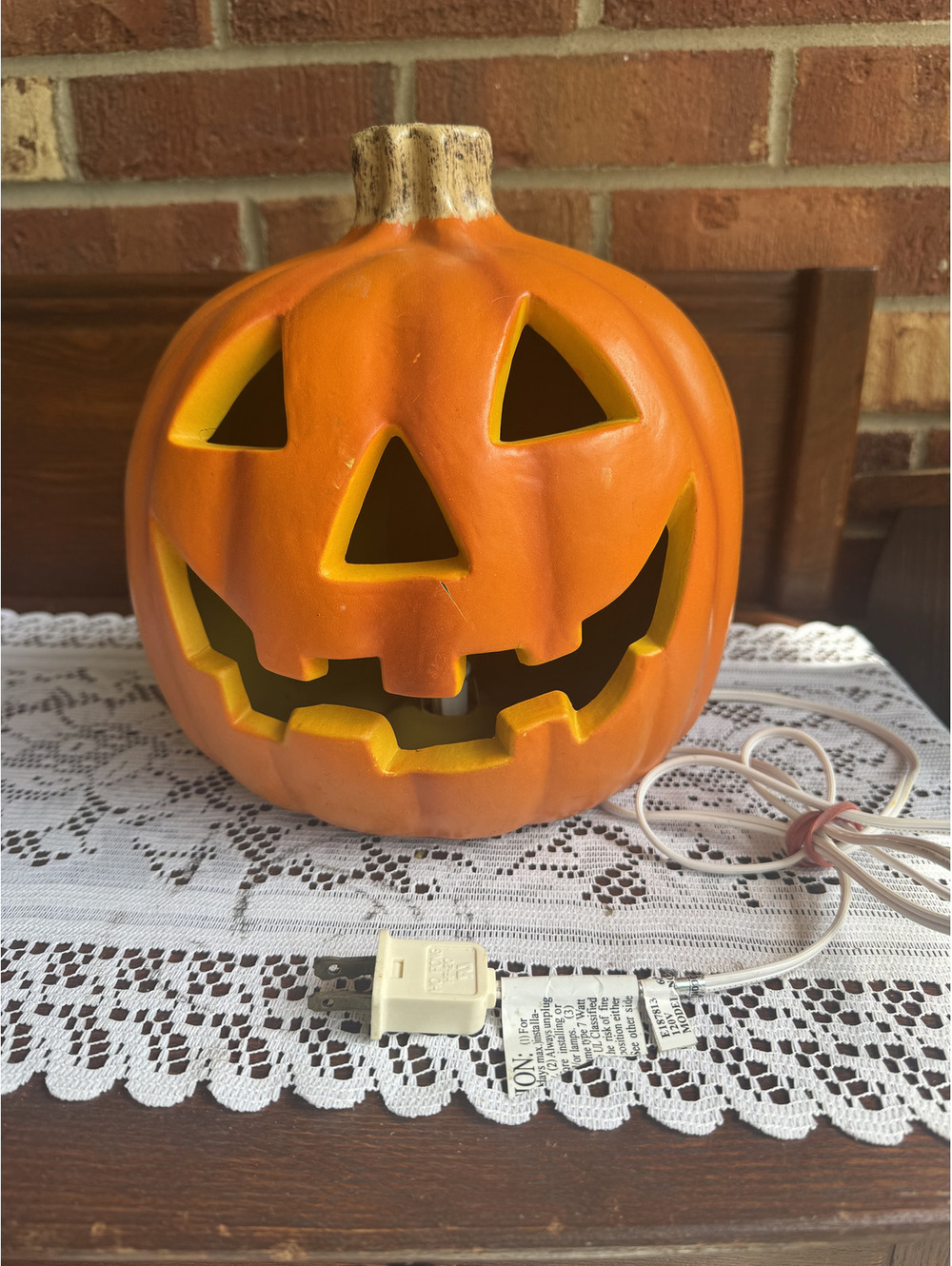 Vintage Electric Lighted Jack-o'-Lantern Pumpkin Halloween Decoration